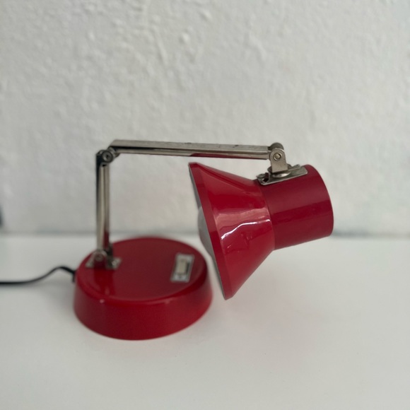 vintage MCM red articulated lamp table desk underwriter laboratories adjustable - Picture 8 of 9